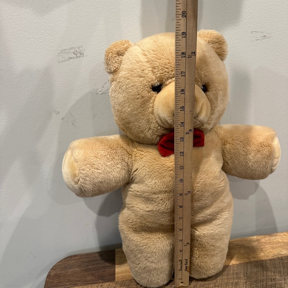 Vintage Gerber TLC Teddy Bear Plush 19" Large Tan Stuffed Animal Red Bow Tie - Picture 4 of 10